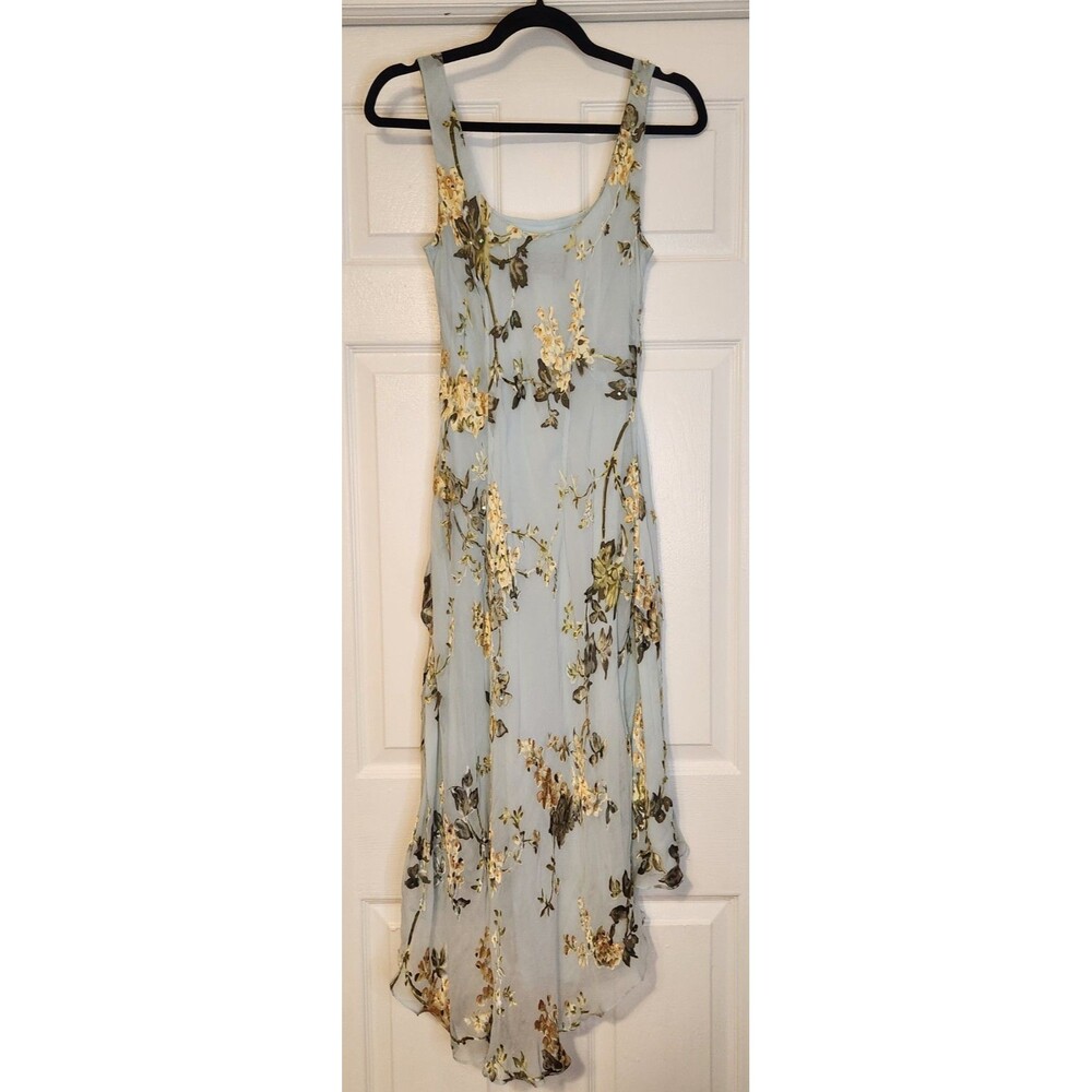 Alex Evenings Y2K Dress Fairy Floral Vintage Beaded Asymmetric Size 8 Silk Blue - Picture 6 of 16